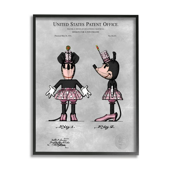 Stupell Industries Vintage Pink Mouse Diagram Graphic Art Black Framed Art Print Wall Art, Design by Karl Hronek