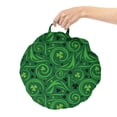 thumbnail image 2 of Abstract Green Round Floor Cushion with Handle, Jumble Shamrock Themed Pattern St Patrick's Day Design, Decorative Pillow for Living Room & Dorms, 18" Round, Green Emerald, by Ambesonne, 2 of 4