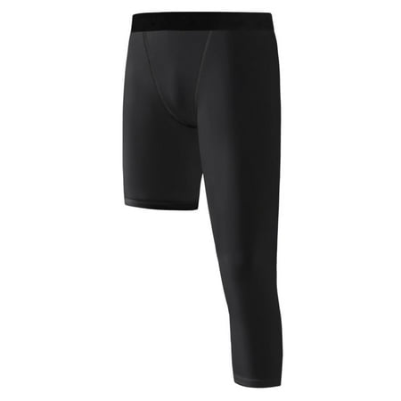 WBQ Youth Boys One Leg Compression Pants 3/4 Single Leg Leggings for Basketball 6-14T Kids Boys One Leg Compression Capri Tights Athletic Base Layer Pants 1/2 Pack