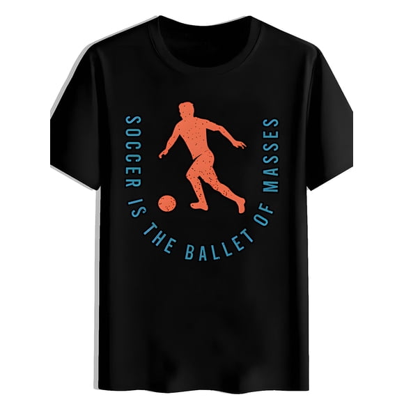 T Shirt Men'S Casual Crew Neck With Soccer Player Silhouette