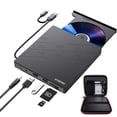 thumbnail image 1 of Unidad externa de CD DVD ORIGBELIE USB 3.0 con 2 puertos USB negra, 1 of 9