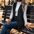 thumbnail image 2 of Busydd Women Fleece Vest Solid Color Hooded Warm Winter Vest for Women Trendy Open Front Sleeveless Womens Vests Outerwear, 2 of 11
