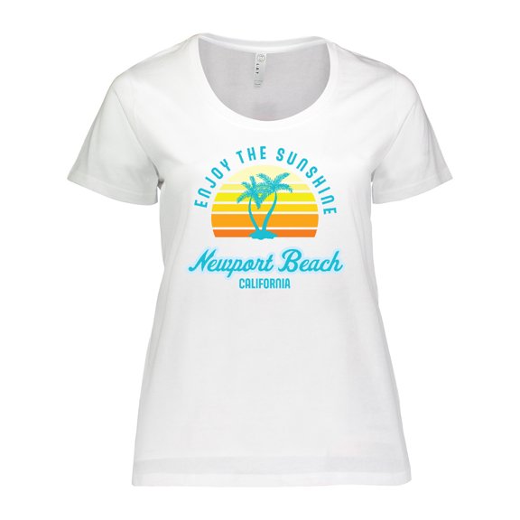 Inktastic Summer Enjoy the Sunshine Newport Beach Florida in Blue Women's Plus Size T-Shirt
