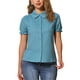 thumbnail image 1 of INSPIRAR CHIC Blusas de Algodón con Cuello Peter Pan y Botones Vintage para Mujeres en Azul Real S, 1 of 6
