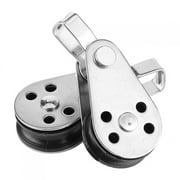 Dioche Pulley Block Sets Anchor Trolley Kit 2 Stainless Steel Pulleys Blocks Accessories For Marine Boat Kayak Canoe
