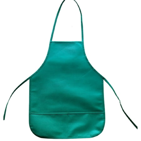 YeekTok 2Pcs Multicolor Reusable Non-Woven Kids Apron for Craft Kitchen Classroom Green