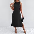 thumbnail image 5 of Ashirexll Midi Dresses for Women, Flowy Dresses for Women, Solid Color Round Neck Sleeveless Casual Summer Midi Dress, 5 of 7