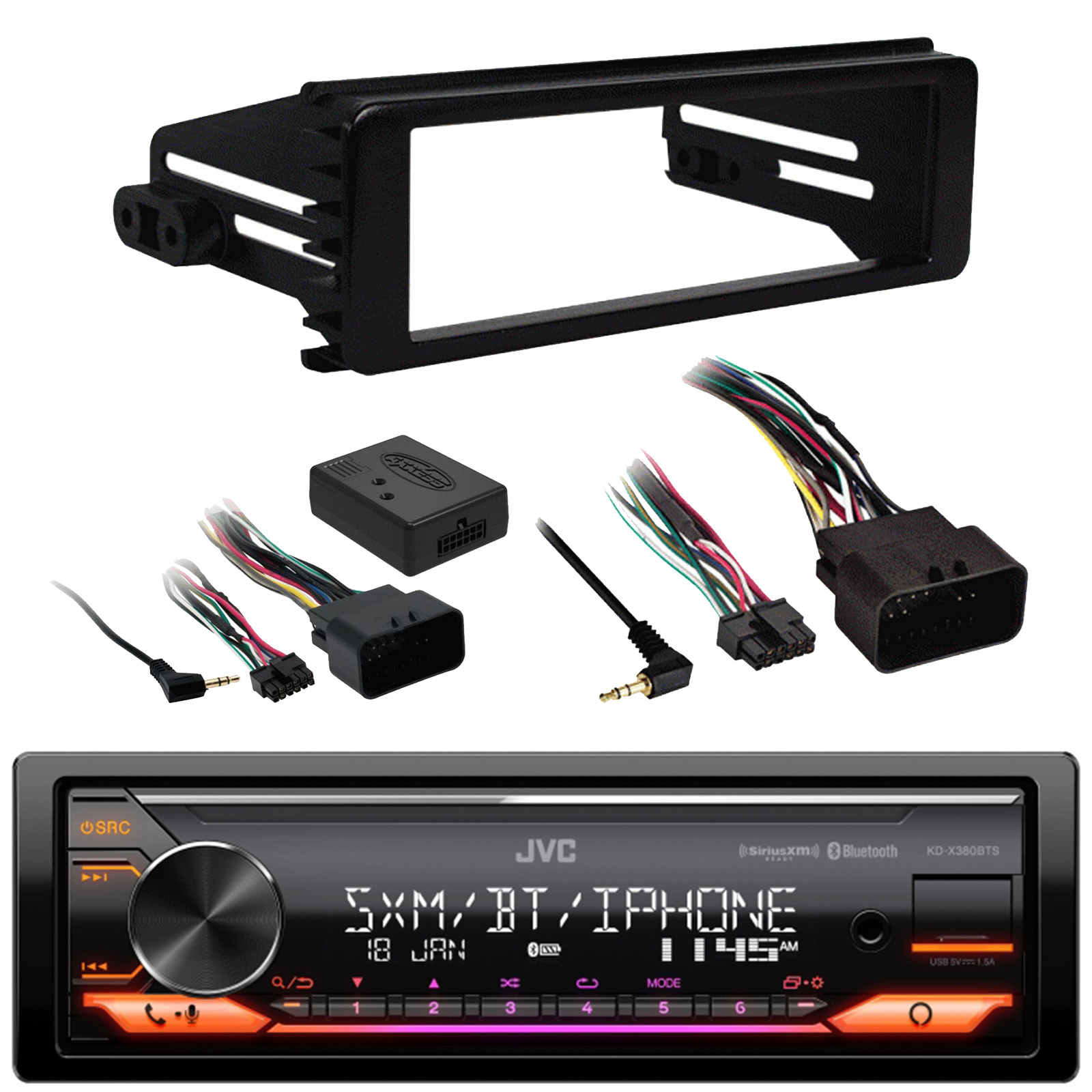 JVC KDX380BTS Single DIN Bluetooth USB AUX AM/FM Stereo LED SiriusXM
