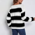 thumbnail image 3 of Striped Sweater for Women Round Neck Long Sleeve Hollow Out Block Color Patchwork Knits Tops Trendy Casual Knit Sweater, 3 of 6