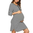 thumbnail image 2 of Defitshape Women's Nursing Nightgown Maternity Sleep Dress Soft Pajamas Postpartum Fall Button Sleepwear Black Small, 2 of 4
