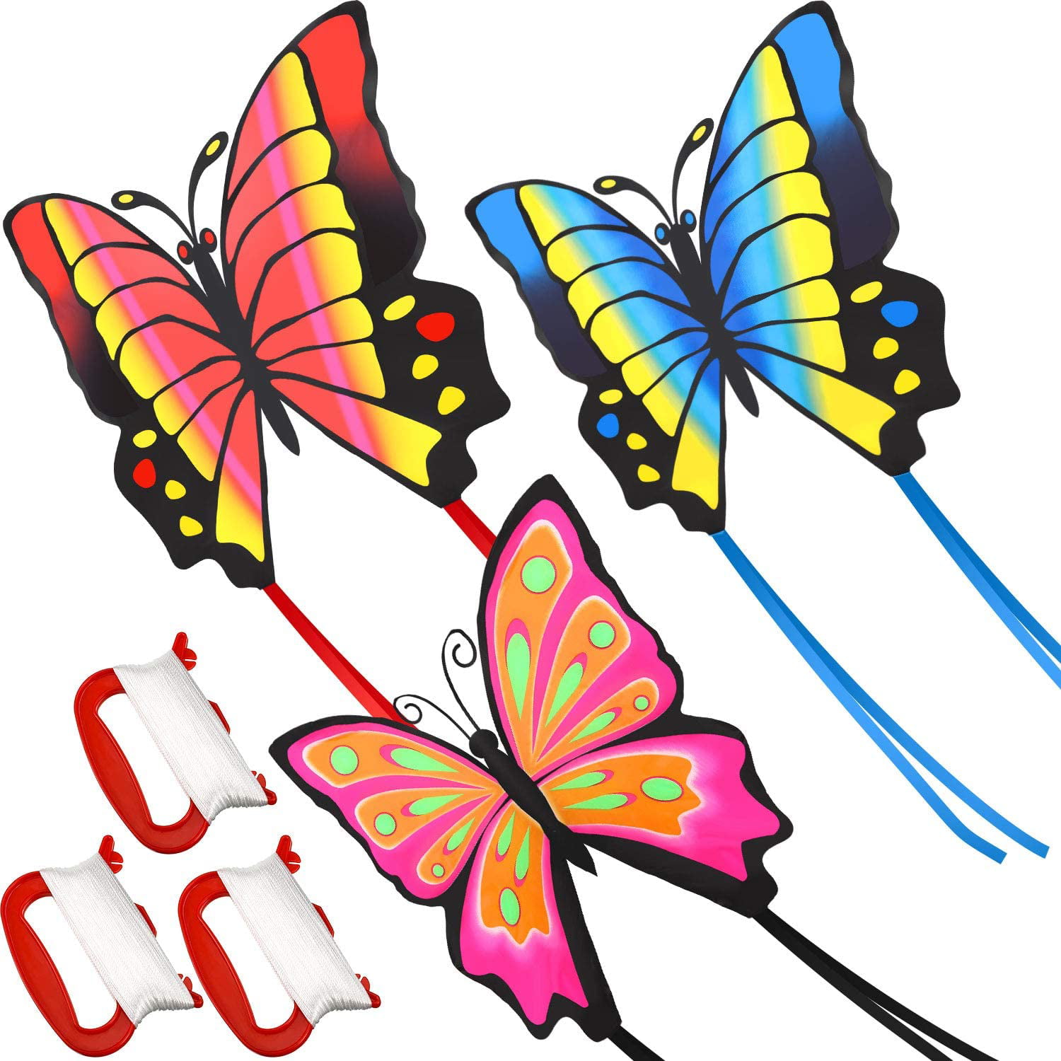 5 Sets Butterfly Kite Interessanter Flying Toy Triangle Kite für Hill Yard Beach 
