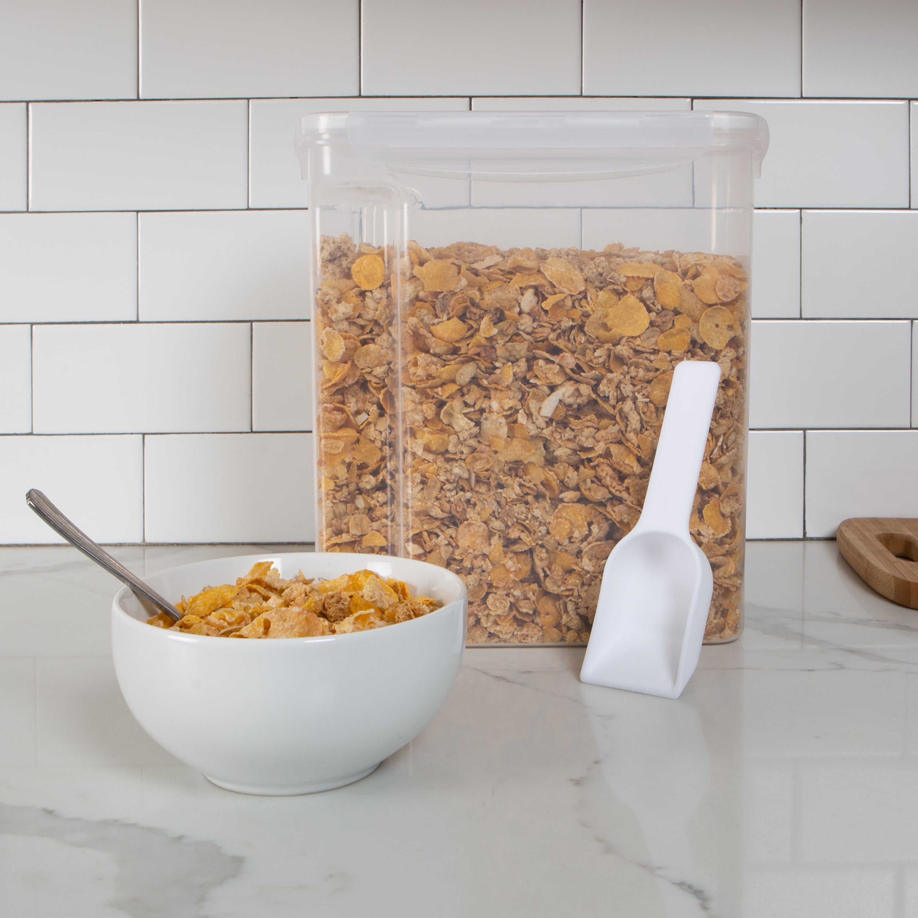 Kitchen Details 2 Pack Large 9 L Plastic Airtight Cereal Container with Scooper