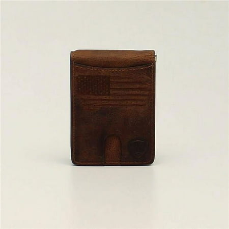 Ariat® Men's Brown Distressed USA Flag Money Clip Wallet A3546002