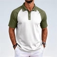 thumbnail image 6 of Hsovts Mens Color Block Polo Shirt- Turndown Collar Breathable Raglan Sleeve Lightweight Summer Casual Short Sleeve Polos Army Green 2XL, 6 of 7