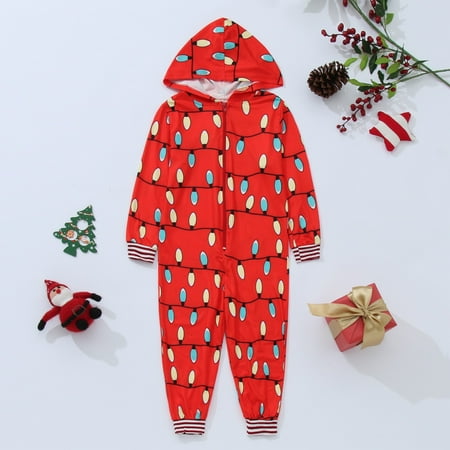 

NEGJ Child Kids Hood Romper Jumpsuit Family Pajamas Sleepwear Christmas Matching Outfit