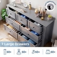 thumbnail image 4 of Commode en Bois Gris à 7 Tiroirs – Coffre de Rangement Simplement Moderne – Commode Double avec Tiroirs Profonds – Chambre, Salon, Couloir et Entrée, 4 of 7