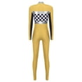 thumbnail image 4 of Sxiwei Womens Checkerboard Jumpsuit Rompers Racer Driver Costume Speed Car Driver Uniform Yellow XL, 4 of 5