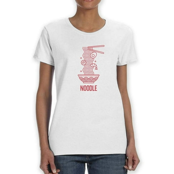 Noodle Lineart Colorless T-Shirt Women -Smartprints Designs, Female 4X-Large