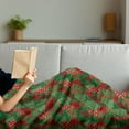 thumbnail image 3 of Christmas Soft Flannel Fleece Throw Blanket, Abstract Pines with Swirls Dots Lines Design Patchwork Style Print, Cozy Plush for Indoor and Outdoor Use, 60" x 80", Dark Coral Dark Green, by Ambesonne, 3 of 5