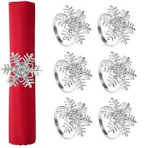 Christmas Napkin Rings Set of 6 Snowflake Metal Napkin Holder Xmas Napkin Buckle for Holiday Party Dinner Wedding Banquet Dinning Table Settings Decoration