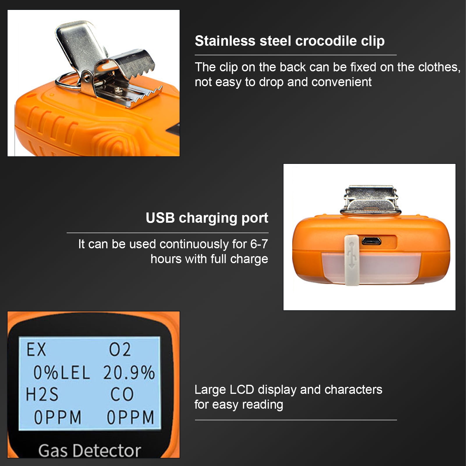 Aoresac Gas Monitor,Alarm Air Quality CO Monitor Toxic Air Quality Tester Meter Tester Analyzer Monitor Toxic LCD Tester Analyzer Portable Sound Vibration Alarm CO Toxic Reable Toxic Reable LCD WYAN
