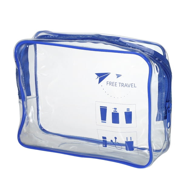 3 piezas de bolsa de maquillaje impermeable para mujeres para vacaciones, camping, baño, gimnasio, color azul