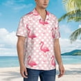 thumbnail image 5 of Daiia Cute Flamingo with Heart Hawaiian Shirt for Men Gentle Cotton Regular Short Sleeve Casual-3X-Large, 5 of 9