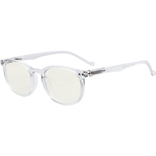 Eyekepper Spring Hinges Classic Retro Style Small Frame Computer Reading Glasses (Amber tinted lense, Transparent) +3.0