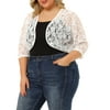 MODA NOVA Juniors Plus Size Lace Crop Shrug Cardigan White 3X