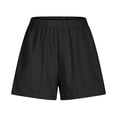 thumbnail image 6 of Cotton Linen Shorts for Women Summer Casual Elastic High Waist Wide Leg Loose Fit Lightweight Beach Shorts with Pockets, 6 of 6