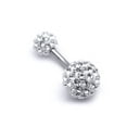 thumbnail image 4 of Sterling Silver Jewelco London White Crystal Disco Ball Banana Belly Bar 6mm 8mm, 4 of 6
