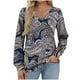 thumbnail image 2 of Heisall Women's Tops Spring Autumn 2025 New Arrival Long Sleeve V-Neck Loose Casual T-shirts with All-over Print Fashion, 2 of 5