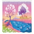 thumbnail image 1 of Apartment Decor Astral Landscape With Fictional Fantasy Trees And River Waves Daisy Magical Picture, Bathroom Accessories, 69W X 84L Inches Extra Long, By Ambesonne, 1 of 3