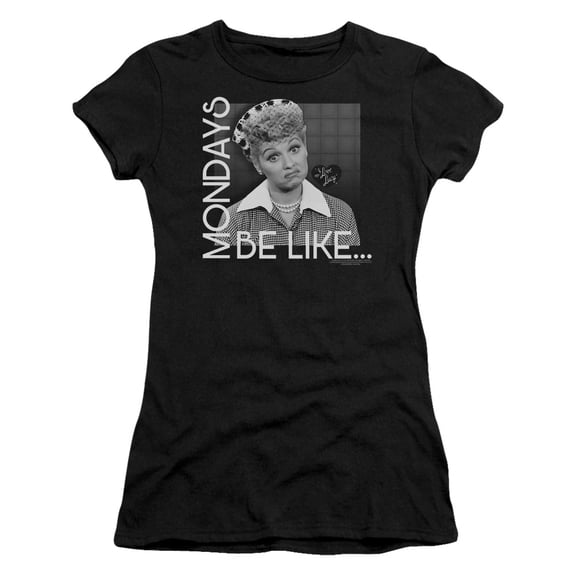 I Love Lucy Mondays Be Like S/S Junior Women's T-Shirt Sheer Black
