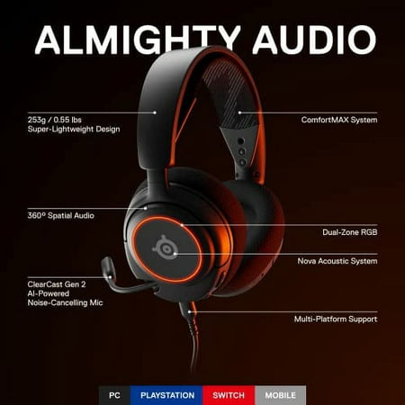 New SteelSeries Arctis Nova 3 Multi-Platform Gaming Headset - PC, PS5/PS4, Xbox Series X|S, Switch, Mobile