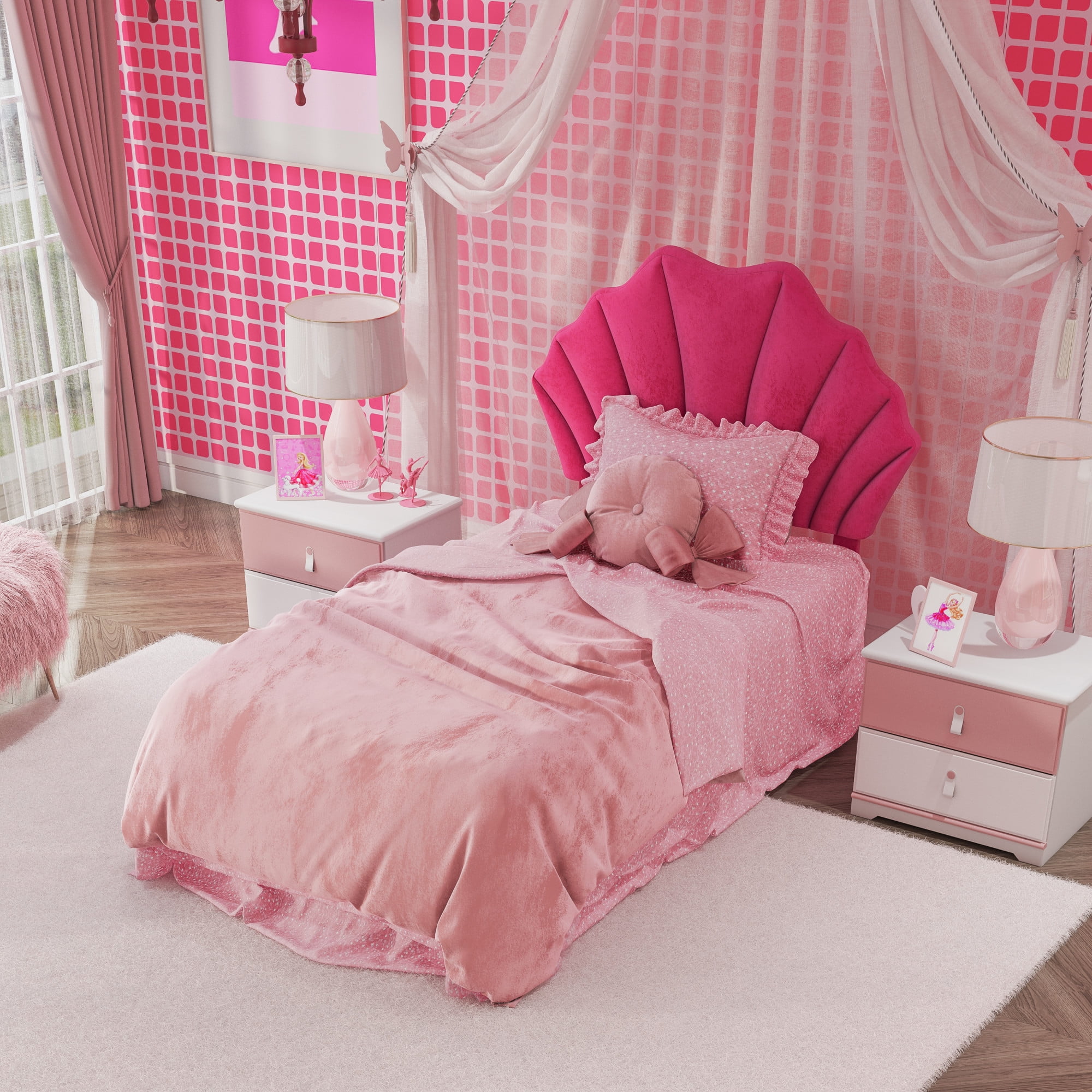 Elina Upholstered Twin Headboard, Pink, by Hillsdale Living Essentials