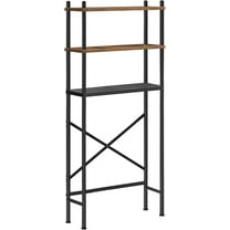 HOOBRO 3-Tier Over The Toilet Storage Freestanding Above Toilet Shelf Space Saving Rustic Brown and Black BF63TS01