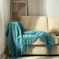 thumbnail image 2 of ROSEKIND Diamond Textured Tassel Throw Blanket, Soft Knitted Decorative Blankets 60X80inch., 2 of 6