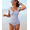 Blue, variant on Women's Ruffled Cap Sleeve One Piece Swimsuit Square Neck Vintage Open Back Floral Print Bathing Suit