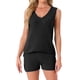 thumbnail image 1 of Conjunto de lounge para mujer INSPIRE CHIC Pjs Top de tanque y pantalones cortos V cuello de punto Pijama Set L Negro, 1 of 6