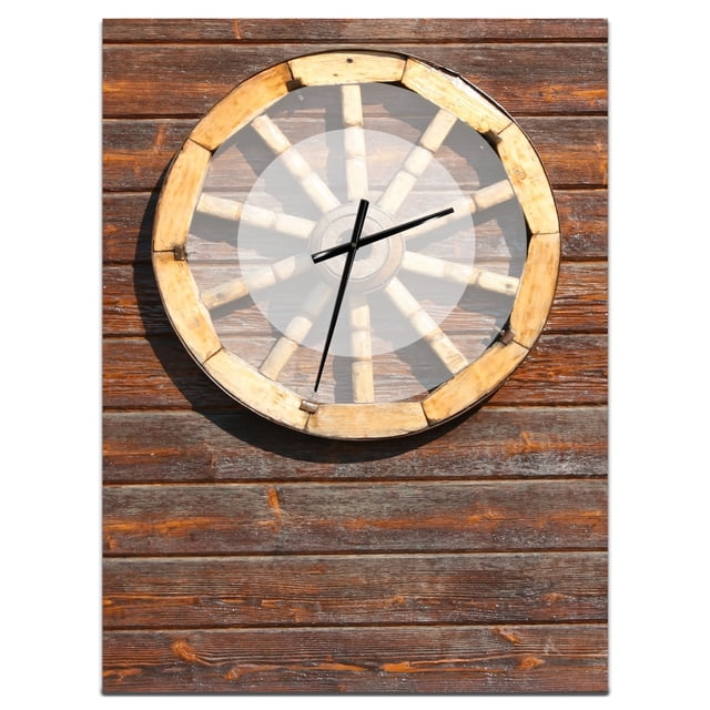 DesignArt Grande Horloge Murale Roue de Chariot Antique