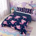 thumbnail image 2 of Manfei Colorful Axolotl Queen Comforter Set,Watercolor Amphibian Comforter Sets Queen,Navy Blue Reversible,3pcs,1 Comforter and 2 Pillowcases, 2 of 7