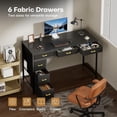 thumbnail image 5 of HLDIRECT 47 inch Computer Desk with 6 Drawers, Reversible Home Office Desk with Storage, Office Desk for Home Office, Writing, Study, Work, Living Room，Black, 5 of 8