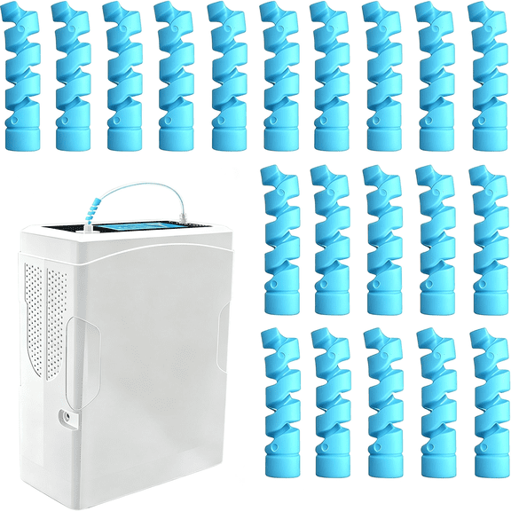 XIRQI 20 Pack Oxygen Tube Support Crimp Straightener for Retractable Oxygen Tubing Reels,Portable Oxygen Concentrator,Oxygen Hose Nasal Cannula,Blue Tubing Supports Oxygen Accessories (Blue)