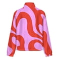 thumbnail image 6 of Jackets for Women Winter Coat Jackets Flannel Stand Collar Jacket(Abstract Red Pink Swirl Pattern,Size:S-4XL), 6 of 7