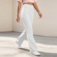 thumbnail image 5 of Womens High Waisted Yoga Pants Straight Leg Leggings Petite Regular, Side Pockets, Slim Fit, Solid Color, Women's Yoga Legging, Bell Bottom,Work Lounge Daily, 5 of 7