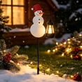 thumbnail image 5 of Solar Snowman Christmas Garden Stake Metal Outdoor Holiday Yard Decor with Warm LED Lantern for Lawn Pathway Winter Xmas Gift 32.08In, 5 of 7