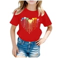 thumbnail image 1 of LUOGENLI T-Shirt pour Filles Enfant Filles Mignon Mode Imprimé Col Rond Manches Courtes Tee Été Décontracté Doux Ample T-Shirt Hauts Maxi Hauts Ensembles Filles Tenue 2 Pcs Manches Longues Rouge 12-14 Ans, 1 of 5
