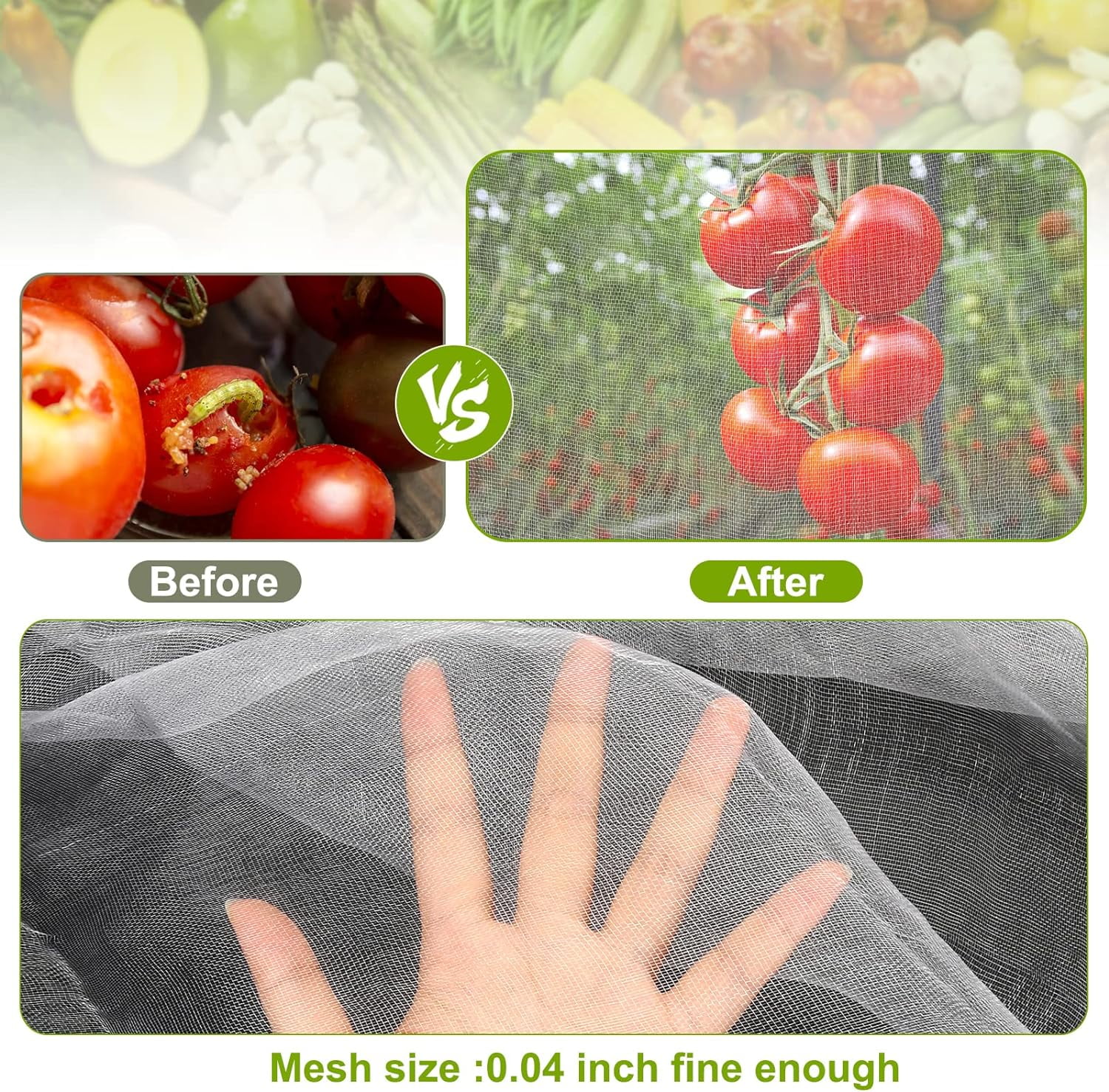 Garden Netting, 2 Pack 10x33Ft Ultra Fine Mesh Netting Pest Barrier Protection Bird Mosquito Net Plants Cover for Vegetables Fruits Flowers Crops Greenhouse Row Cover Raised Bed Patio
