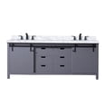 thumbnail image 2 of JERFIT 84 inch Double Sink Bathroom Vanity Set with Carrara Marble Top, Matte Black Faucet, Soft Close Drawers, Dark Grey, 2 of 5